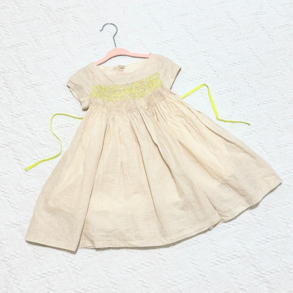 Bonpoint smocked dress with waist strings 3A